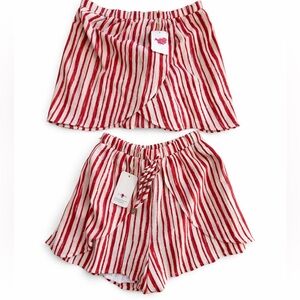 L'ATISTE top and short set outfit red white stripes size S new with tags